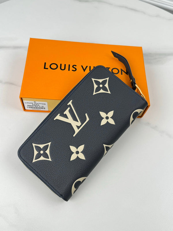 LV Zippy Wallet Black Beige Monogram Empreinte Leather 221539