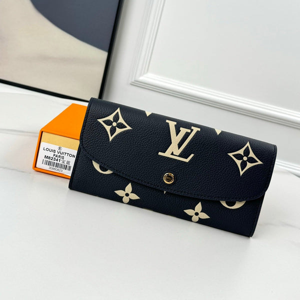 LV Emilie Wallet Black Beige Monogram Empreinte Leather 221541