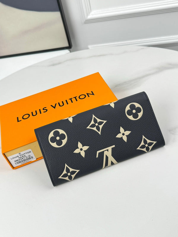 LV Emilie Wallet Black Beige Monogram Empreinte Leather 221541