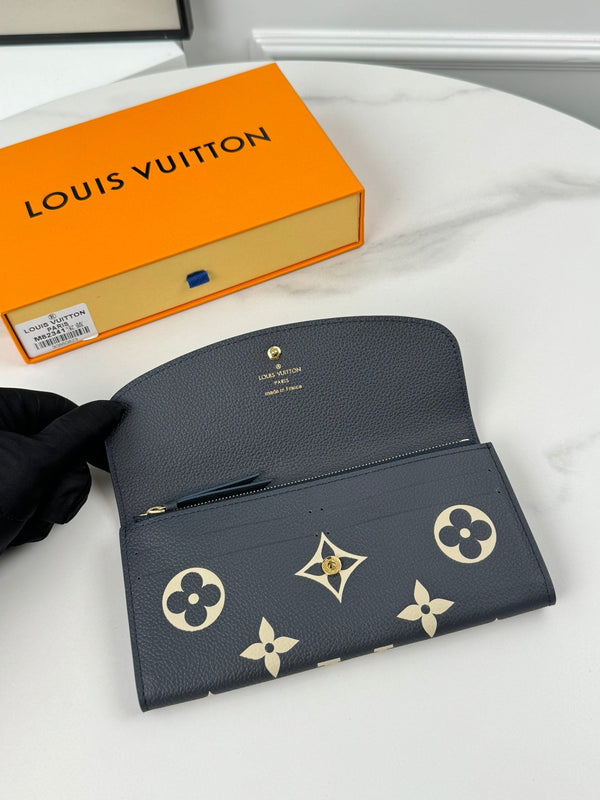 LV Emilie Wallet Black Beige Monogram Empreinte Leather 221541