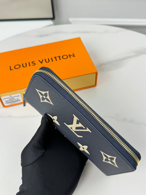 LV Clemence Wallet Black Beige Monogram Empreinte Leather 221542