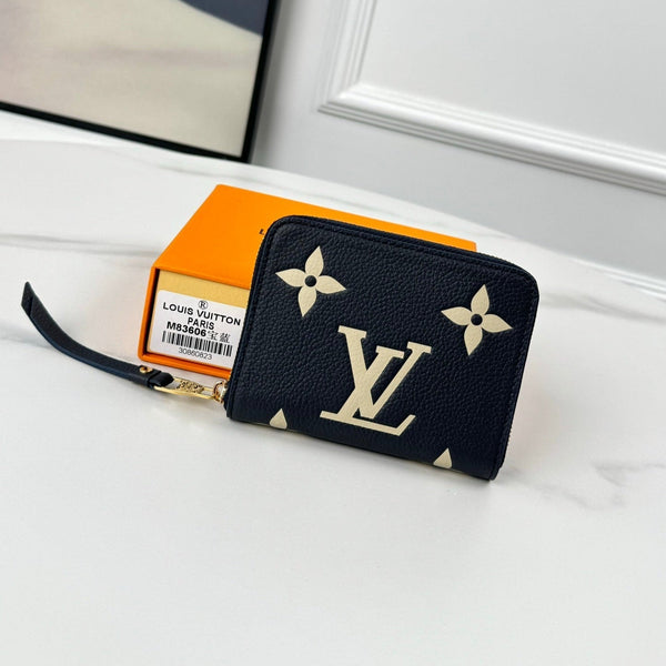 LV Zippy Coin Purse Black Beige Monogram Empreinte Leather 221544