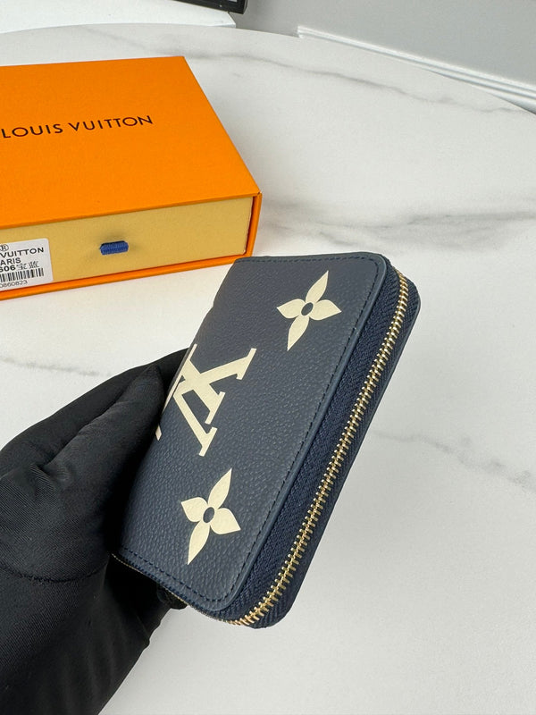 LV Zippy Coin Purse Black Beige Monogram Empreinte Leather 221544