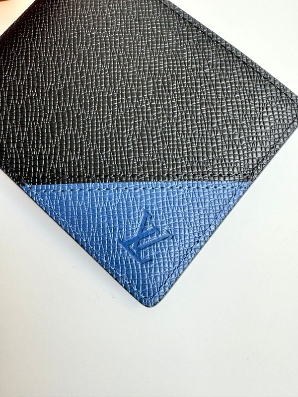 LV Multiple Wallet Black Blue Taiga Cowhide 221440