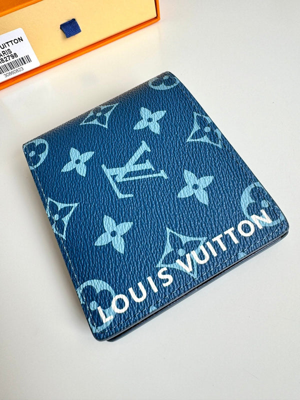 Portafoglio multiplo LV M82798 Blu Marrone Tela Monogram 221260