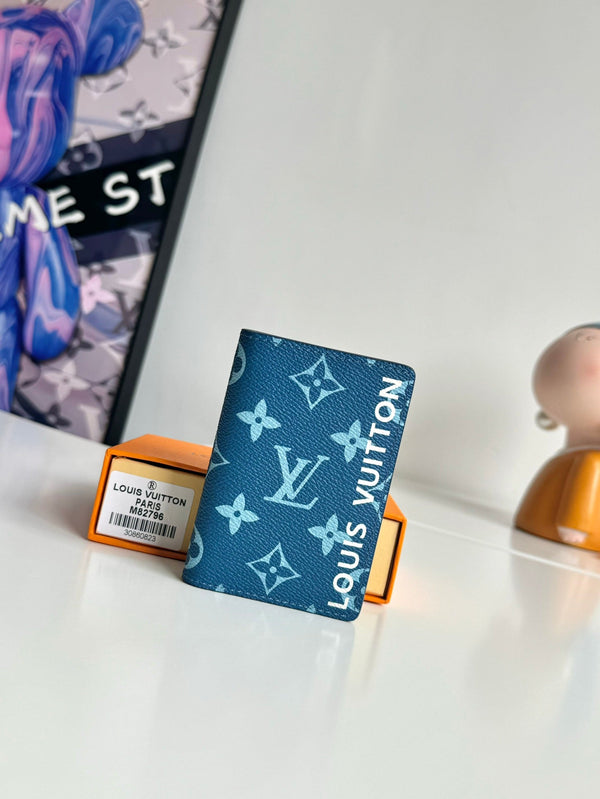 LV M82796 Pocket Wallet Blue Brown Monogram Canvas 221261