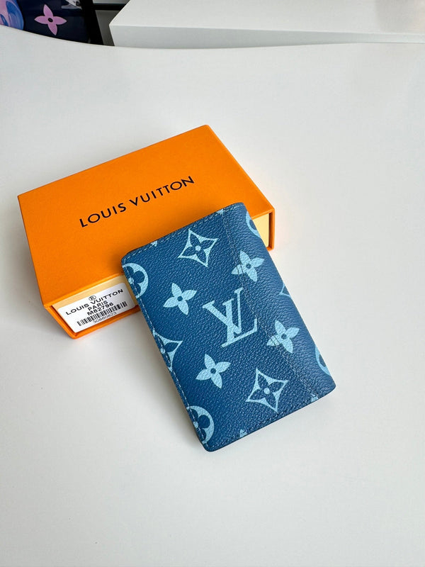 LV M82796 Pocket Wallet Blue Brown Monogram Canvas 221261