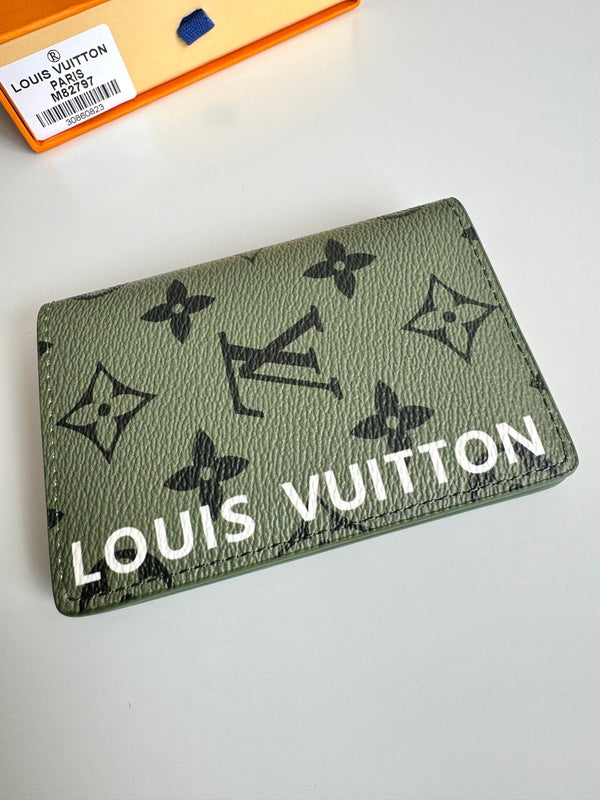 LV M82797 Pocket Wallet Green Red Monogram Canvas 221263