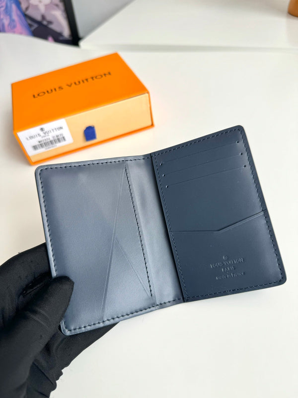 LV M82324 Pocket Wallet Navy Blue Monogram Cowhide Leather 221268