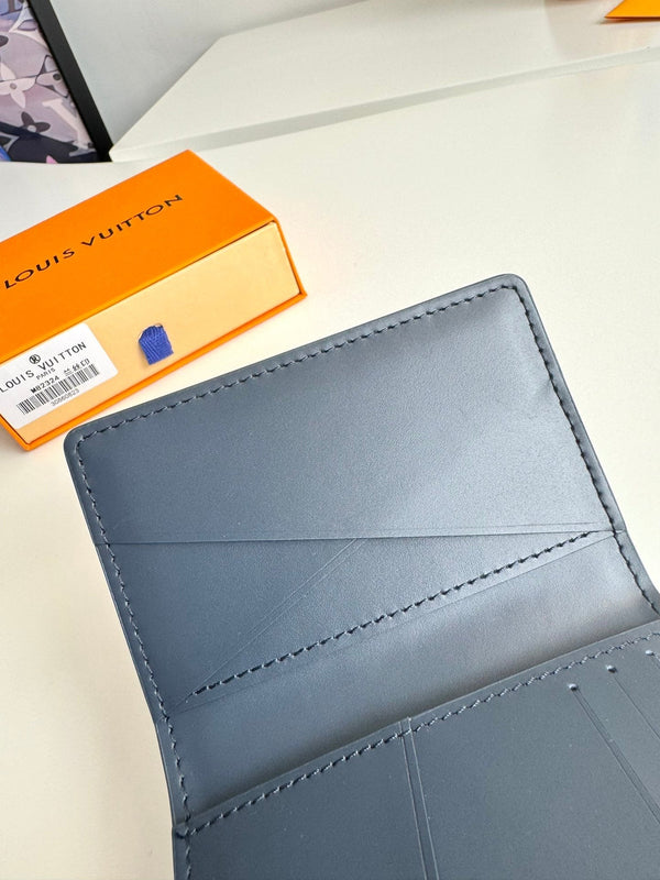 LV M82324 Pocket Wallet Navy Blue Monogram Cowhide Leather 221268