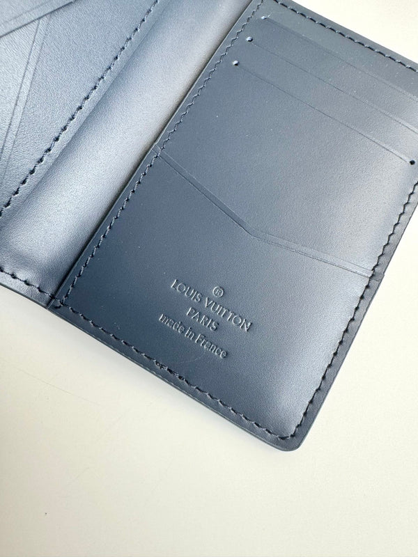 LV M82324 Pocket Wallet Navy Blue Monogram Cowhide Leather 221268