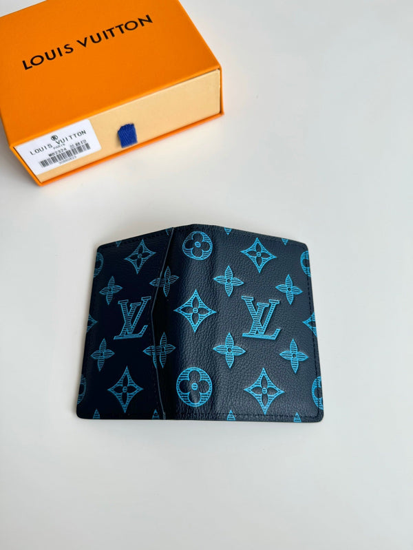 LV M82324 Pocket Wallet Navy Blue Monogram Cowhide Leather 221268