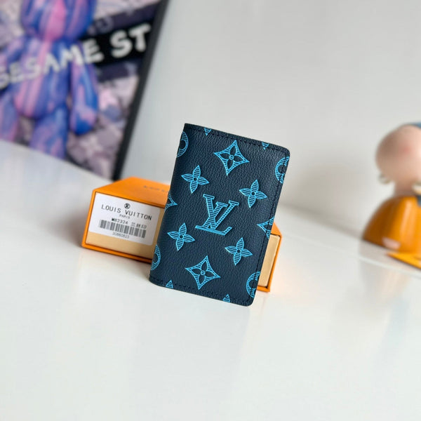 LV M82324 Pocket Wallet Navy Blue Monogram Cowhide Leather 221268