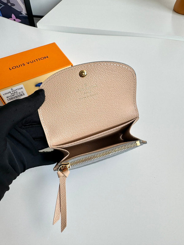 LV 24 Rosalie Coin Purse Trianon Gray Canvas GHW 221287