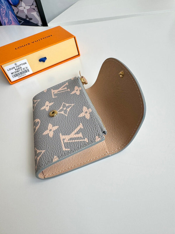 LV 24 Rosalie Coin Purse Trianon Gray Canvas GHW 221287