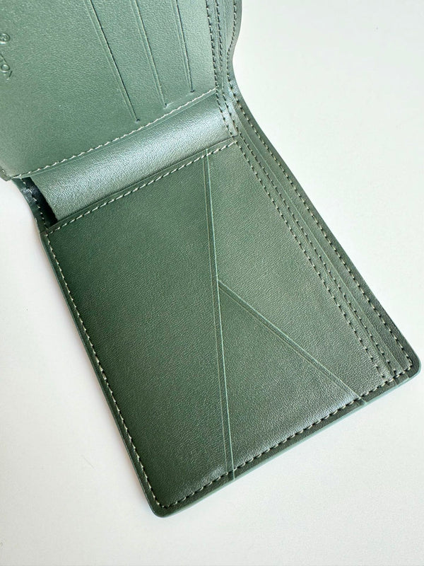 Portafoglio multiplo LV con motivo struzzo verde 221308