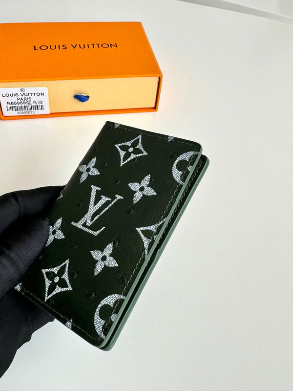 LV Pocket Organizer Green Ostrich Pattern 221310