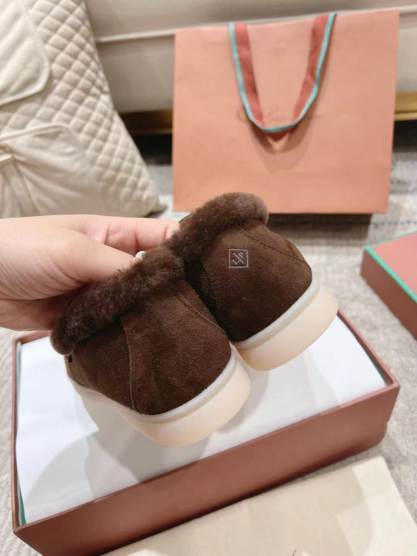 LP Summer Charms Walk Loafers Bottele Brown Suede With Rabbit Fur Lining 206262