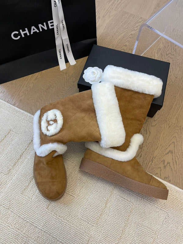 STIVALI ALTI IN CAMOSCIO MARRONE SIDRO E FODERA IN PILE