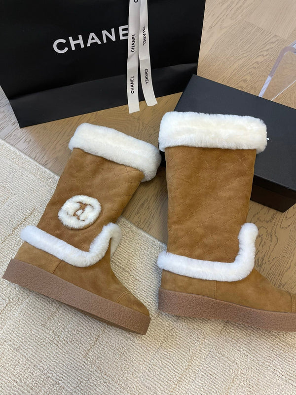 STIVALI ALTI IN CAMOSCIO MARRONE SIDRO E FODERA IN PILE