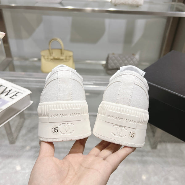 CC Sneaker White Fabric And Lambskin