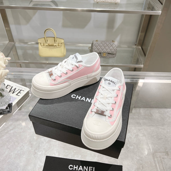 CC Sneaker Light Pink Fabric And Lambskin