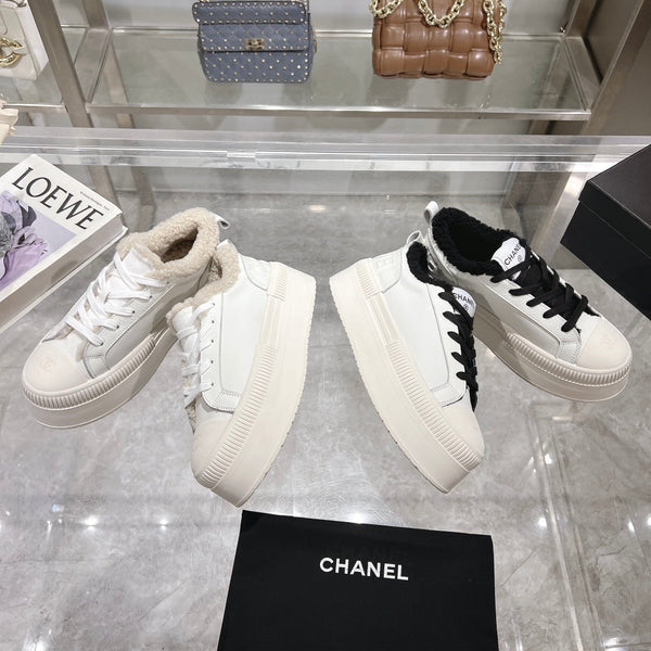 CC Sneaker White Cowhide White Wool Lining