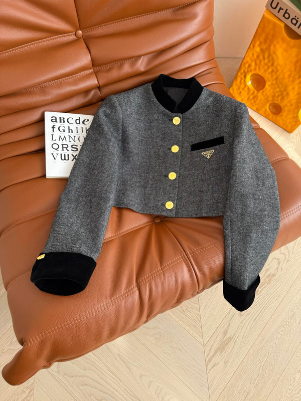 Prada 25 Dress and Jacket Set Gray Wool Polyester