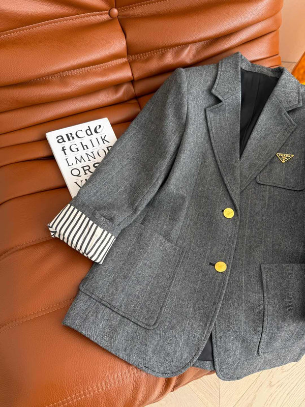 Prada 25 Suit Jacket Gray Wool
