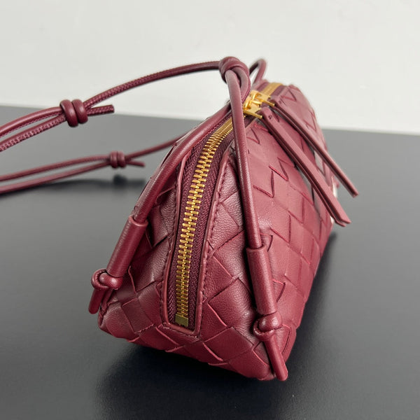 Borsa da concerto BV 18,5 cm in pelle di agnello rosso scuro