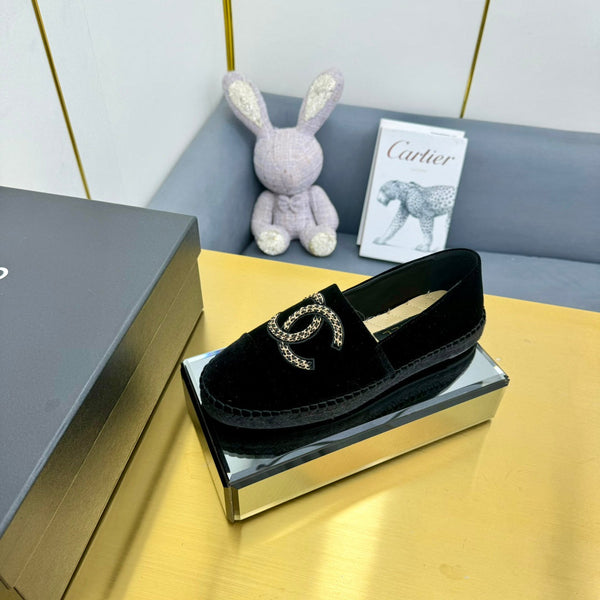 CC 25s Loafers Black Embroidery Velvet Sedge 297817