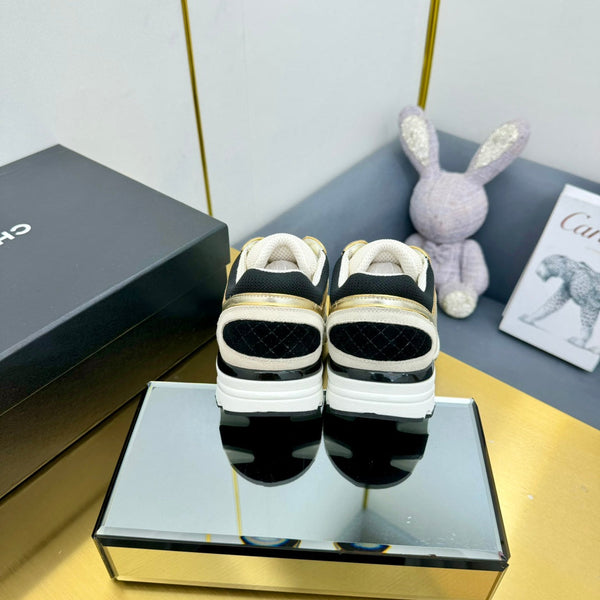 cc womens sneaker in light gold wool tweed gold calfskin and beige suede calfskin 137569