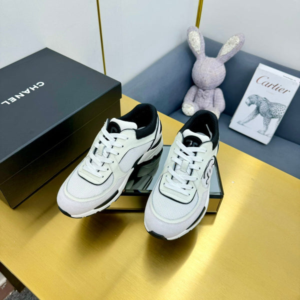 cc womens sneaker in black white wool tweed and light purple suede calfskin 137579