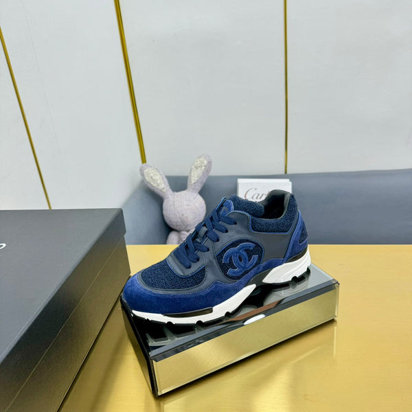 cc womens sneaker in blue wool tweed and suede 137619