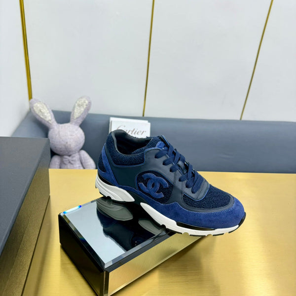 cc womens sneaker in blue wool tweed and suede 137619