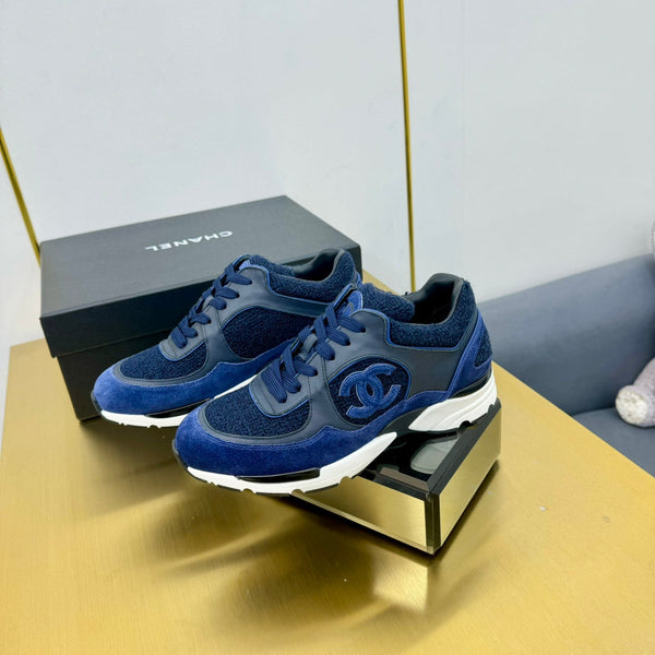 cc womens sneaker in blue wool tweed and suede 137619