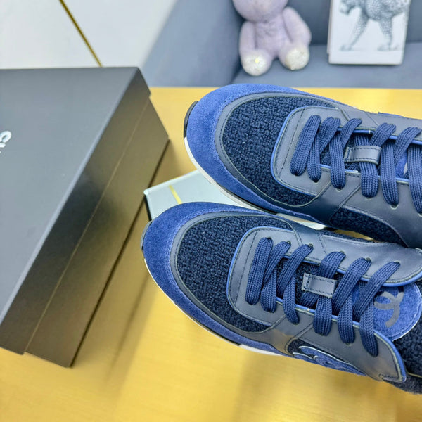 cc womens sneaker in blue wool tweed and suede 137619