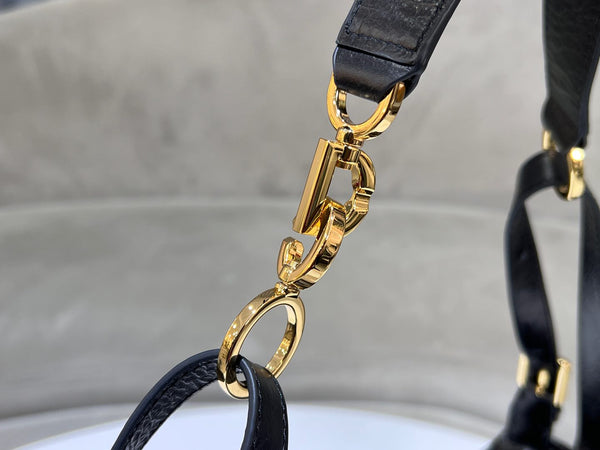 CD Hobo Bag 23 With Chain Black Wrinkled Calfskin