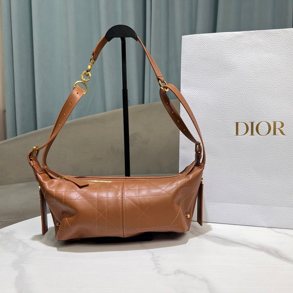 CD Hobo Bag 23 With Chain Brown Calfskin