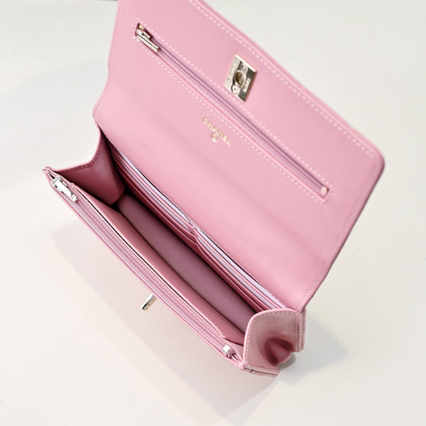 CC 24K Woc Top Handle 19cm Pelle di agnello rosa Hardware oro chiaro