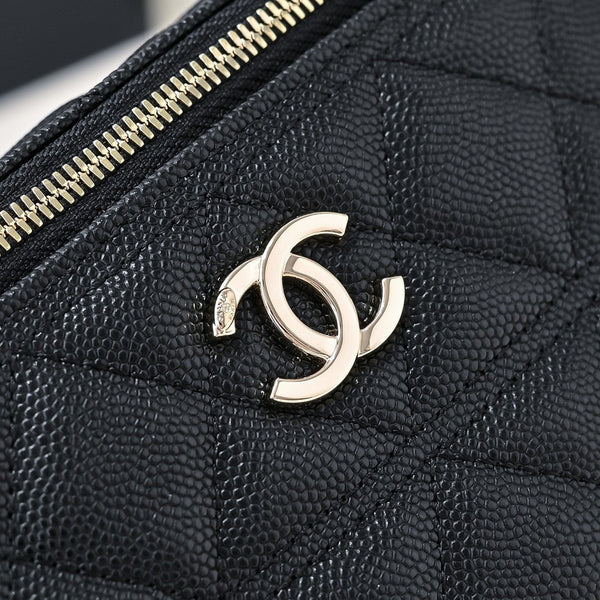 CC 25C Vanity Top Handle 17cm Pelle di vitello martellata nera Hardware oro chiaro