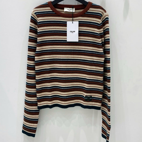 Celine 25 Brown Striped Sweater 294016