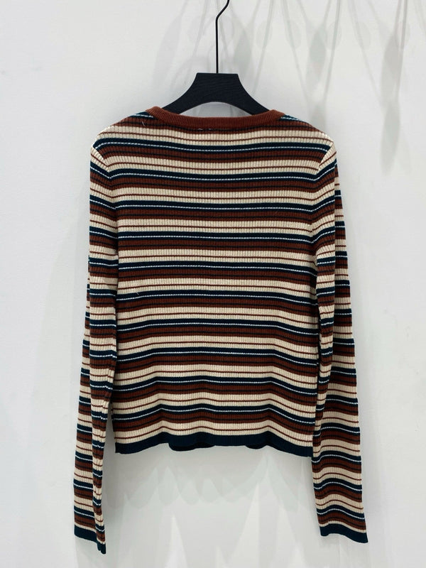 Celine 25 Brown Striped Sweater 294016