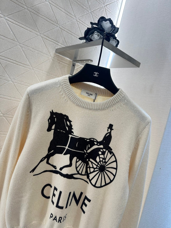 Celine 25 Horse Knit Sweater Wool 294034