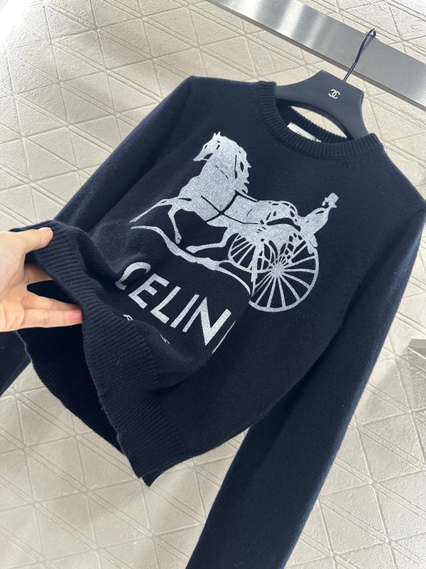 Celine 25 Horse Knit Sweater Wool 294034