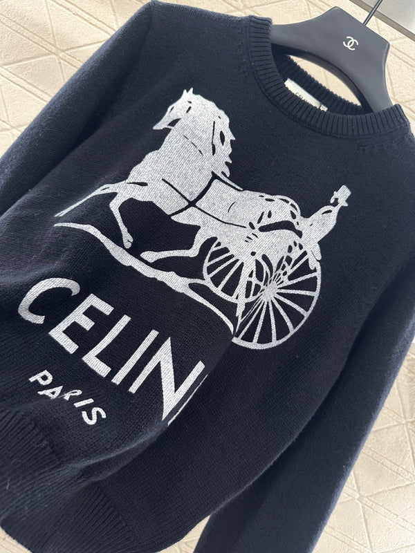 Celine 25 Horse Knit Sweater Wool 294034
