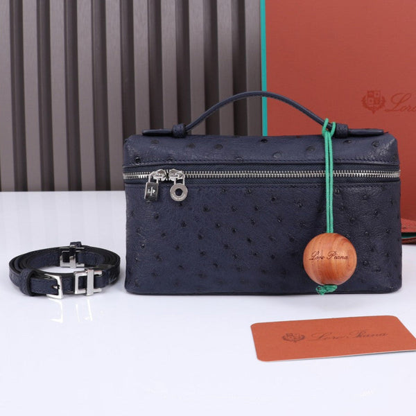 TASCA EXTRA L19 IN PELLE DI STRUZZO BLU SPAZIALE