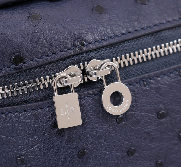 TASCA EXTRA L19 IN PELLE DI STRUZZO BLU SPAZIALE