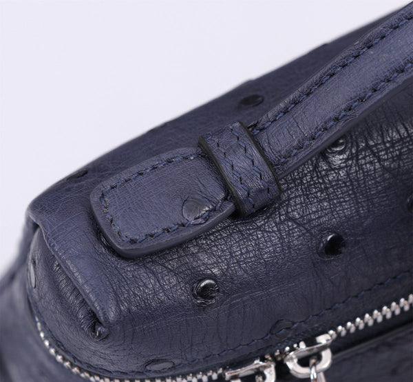 TASCA EXTRA L19 IN PELLE DI STRUZZO BLU SPAZIALE