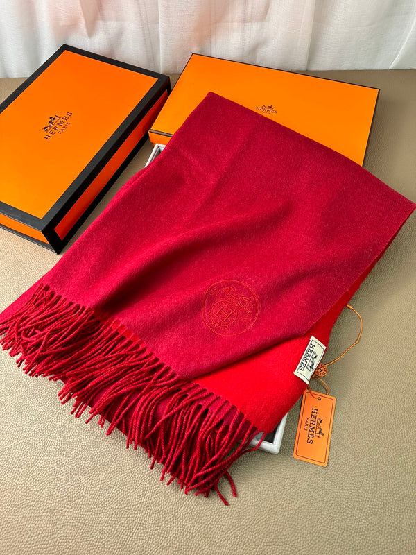 DOUBLE-FACE SCARF 200 CM IN CRIMSON RED CASHMERE